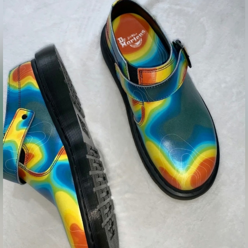 DR. MARTENS ISHAM GENIX NAPPA RECLAIMED THERMAL MAP LEATHER SLINGBACK MULE